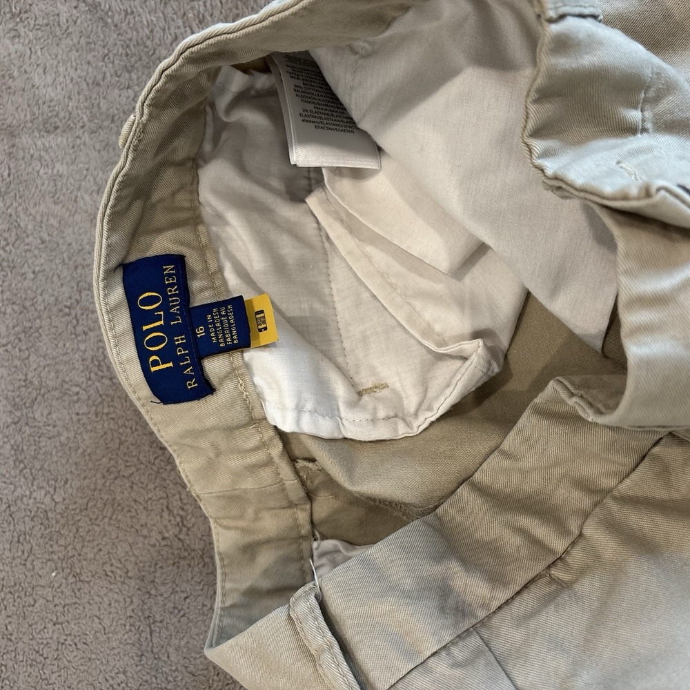 Polo Ralph Lauren Kids Beige Chino Uniform Pants Size 16‎ Classic Blue Pony Logo - Picture 8 of 10
